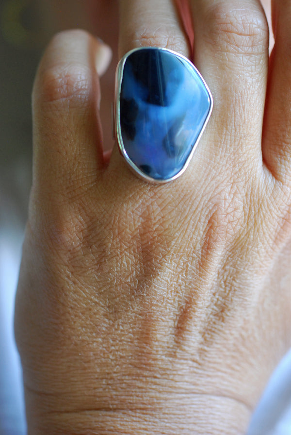 Black Lightning Ridge Fire Opal Ring