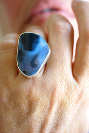 Black Lightning Ridge Fire Opal Ring
