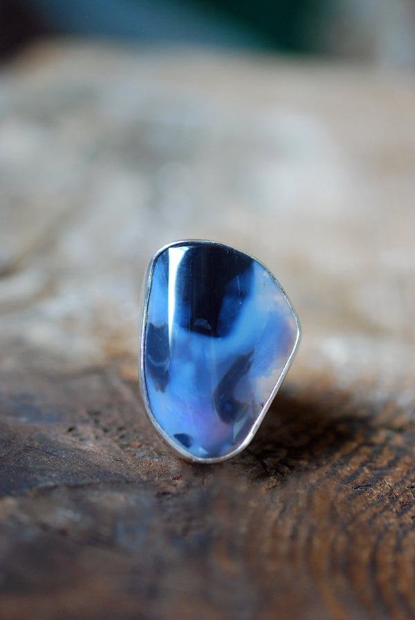 Black Lightning Ridge Fire Opal Ring