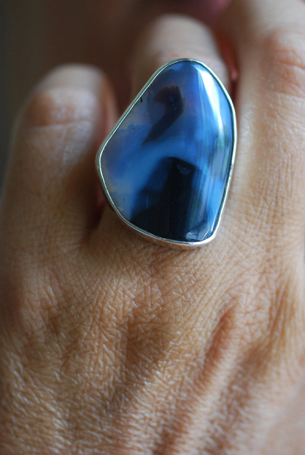 Black Lightning Ridge Fire Opal Ring