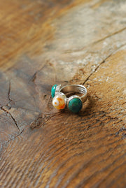 Dollybird Lucky Agate Eye And Chrysocolla Ring
