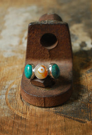 Dollybird Lucky Agate Eye And Chrysocolla Ring