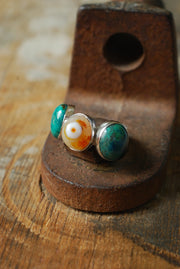 Dollybird Lucky Agate Eye And Chrysocolla Ring
