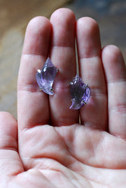 Sea Siren Gem Studs Hand Carved Amethyst Shells