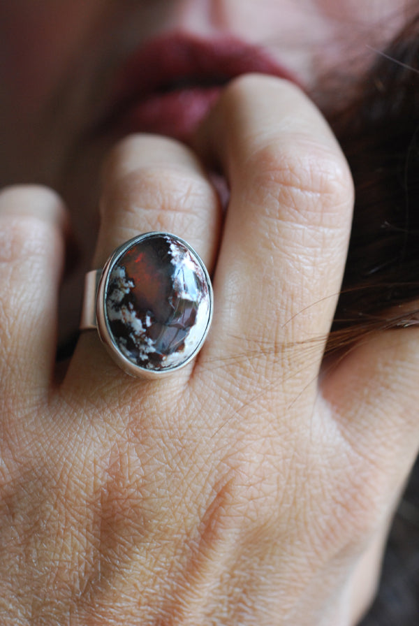 Mocha Rainbow Fire Opal Ring