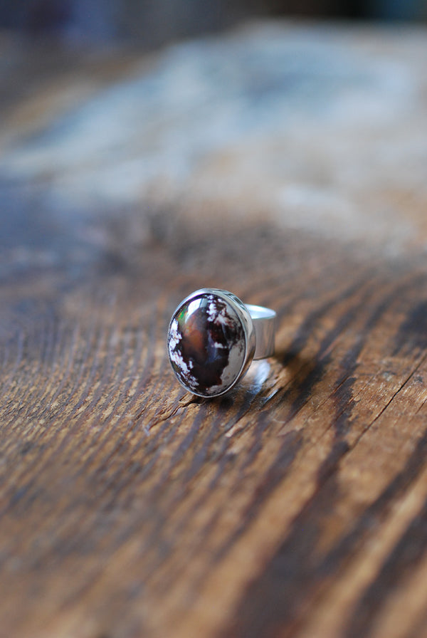 Mocha Rainbow Fire Opal Ring