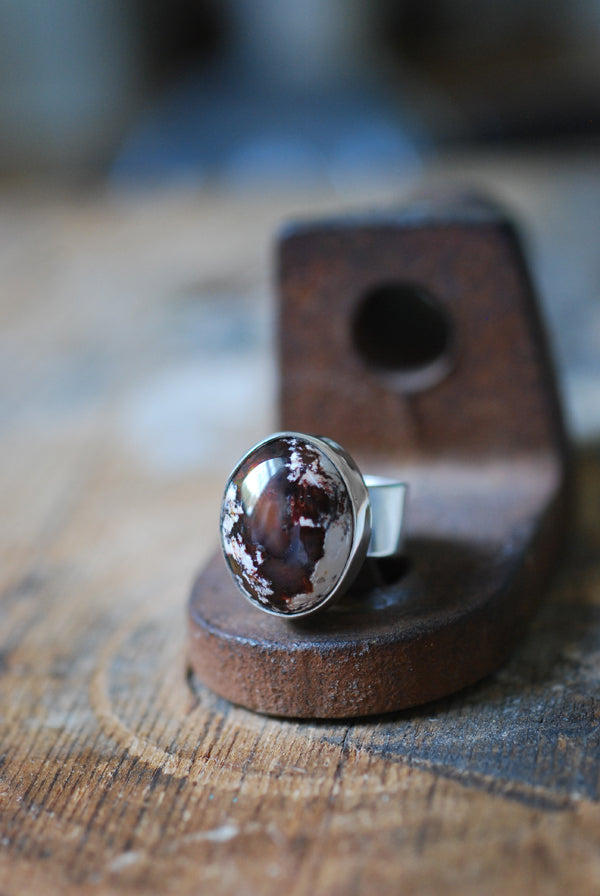 Mocha Rainbow Fire Opal Ring