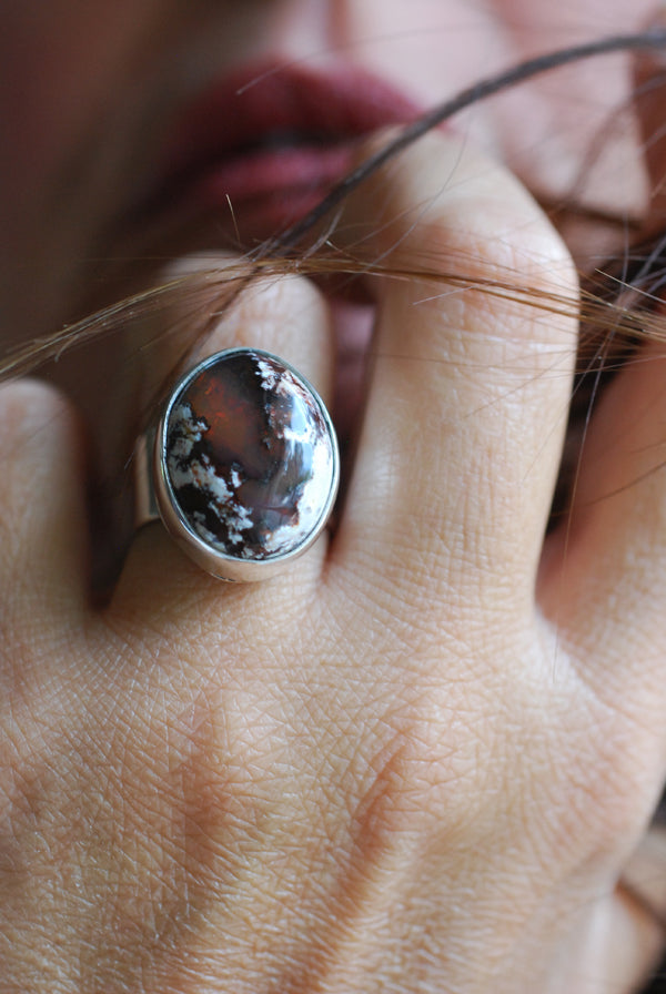 Mocha Rainbow Fire Opal Ring