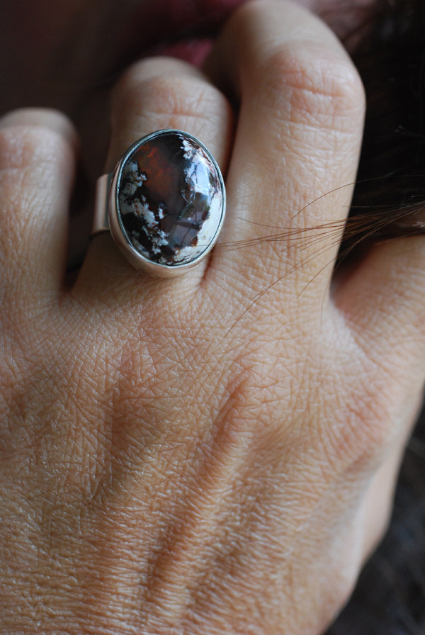 Mocha Rainbow Fire Opal Ring