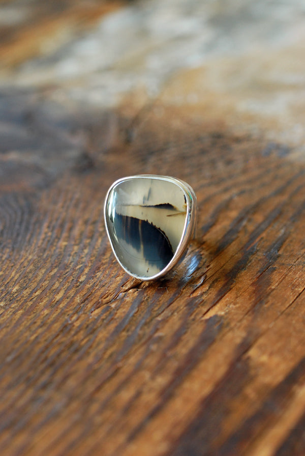 Road Less Traveled Ring Old Stock Montana Agate