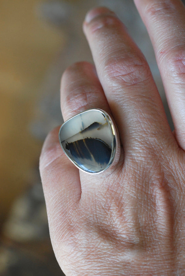 Road Less Traveled Ring Old Stock Montana Agate