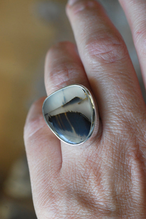 Road Less Traveled Ring Old Stock Montana Agate