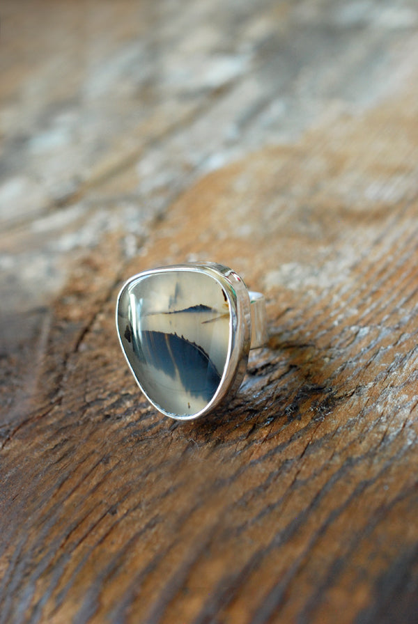 Road Less Traveled Ring Old Stock Montana Agate