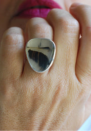 Road Less Traveled Ring Old Stock Montana Agate