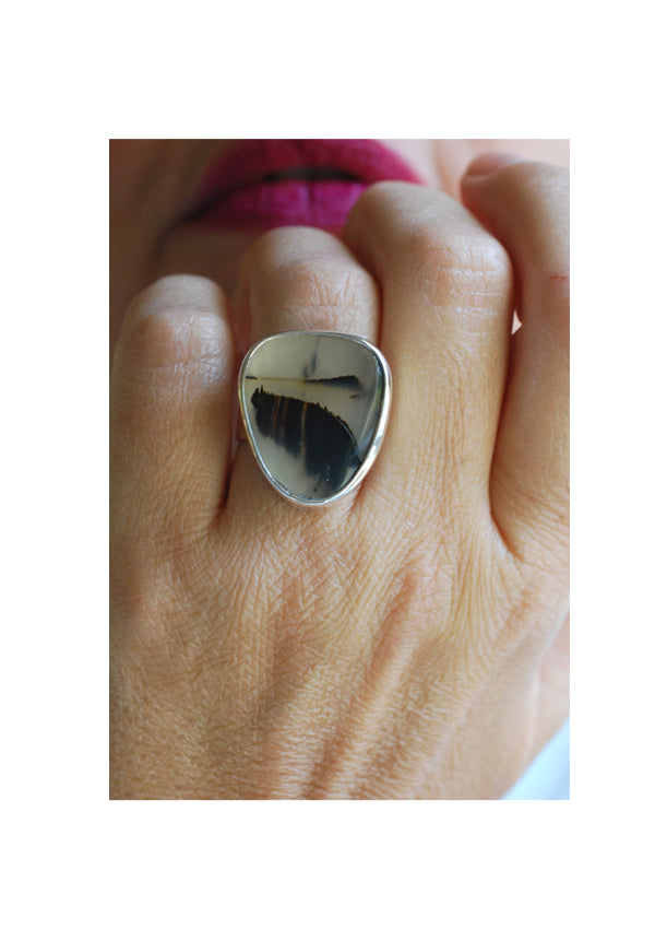 Road Less Traveled Ring Old Stock Montana Agate