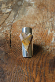 Heart Of Gold Jasper Geometric Gem Ring