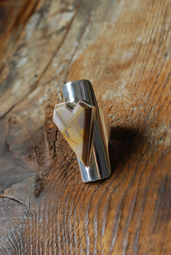 Heart Of Gold Jasper Geometric Gem Ring