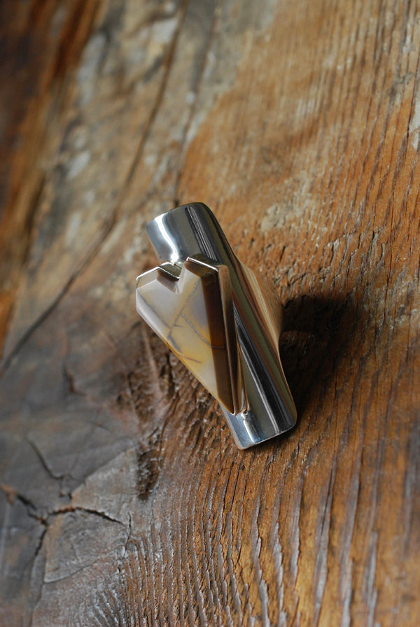 Heart Of Gold Jasper Geometric Gem Ring