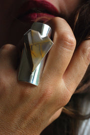 Heart Of Gold Jasper Geometric Gem Ring