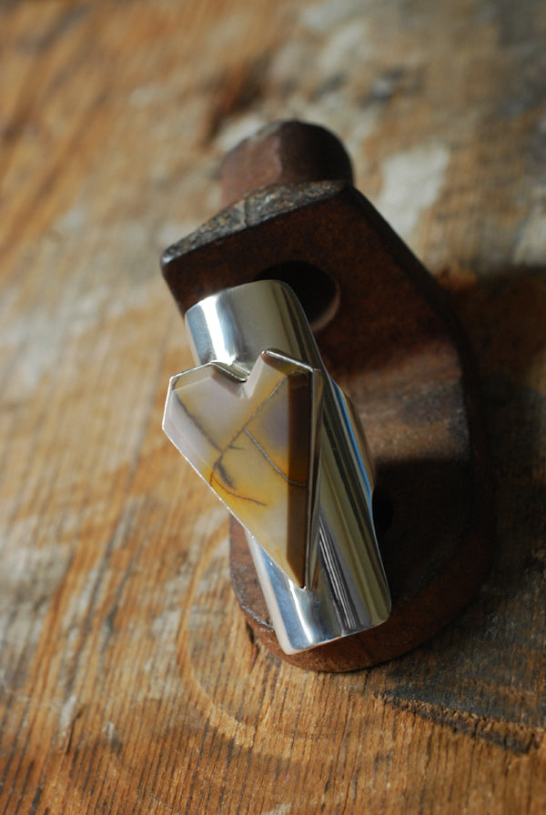 Heart Of Gold Jasper Geometric Gem Ring