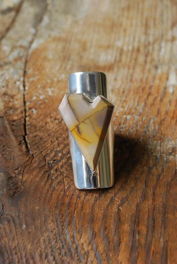 Heart Of Gold Jasper Geometric Gem Ring