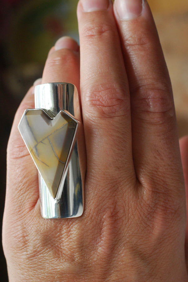 Heart Of Gold Jasper Geometric Gem Ring