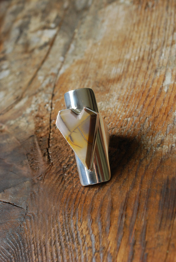 Heart Of Gold Jasper Geometric Gem Ring