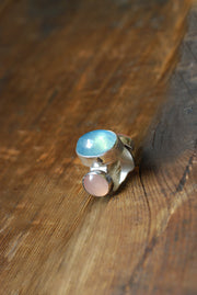 Moonwater Cloister Ring Aquamarine And Pink Chalcedony