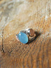Moonwater Cloister Ring Aquamarine And Pink Chalcedony