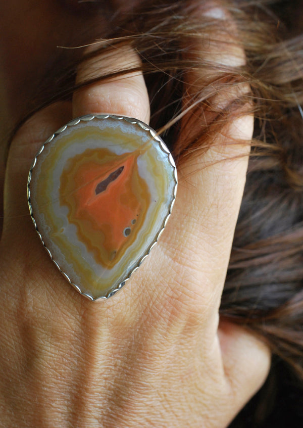 Neon Sun Ring Rare Collector Old Stock Laguna Agate