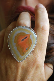 Neon Sun Ring Rare Collector Old Stock Laguna Agate