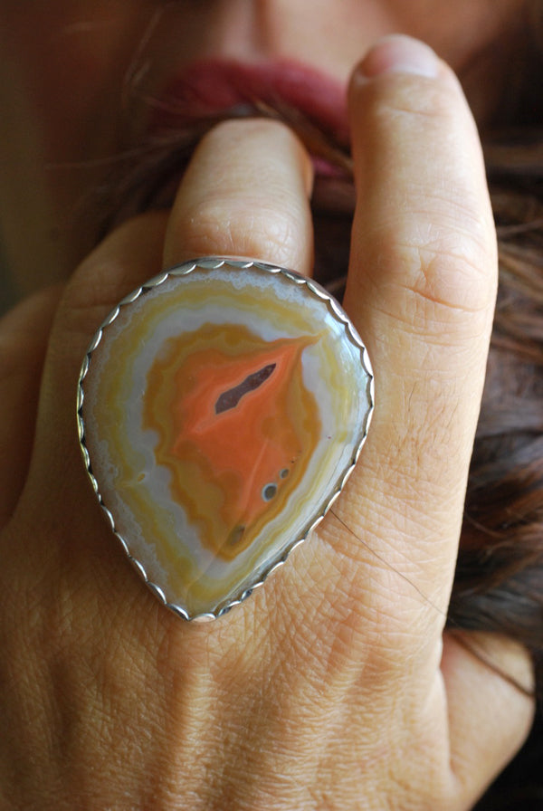 Neon Sun Ring Rare Collector Old Stock Laguna Agate