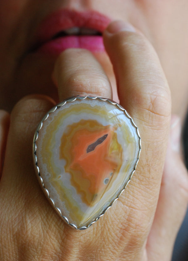 Neon Sun Ring Rare Collector Old Stock Laguna Agate