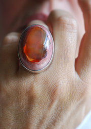 Halloween Moon Ring Statement Fire Opal