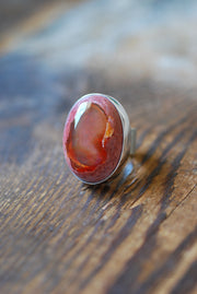 Halloween Moon Ring Statement Fire Opal