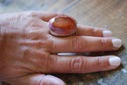 Halloween Moon Ring Statement Fire Opal