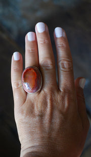 Halloween Moon Ring Statement Fire Opal