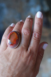 Halloween Moon Ring Statement Fire Opal