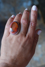 Halloween Moon Ring Statement Fire Opal