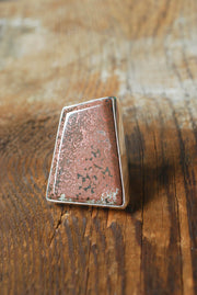 Old Stock Pink Ocean Jasper Statement Ring Tiny Floating Orbs