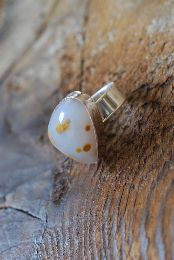 Polka Dot Agate Ring