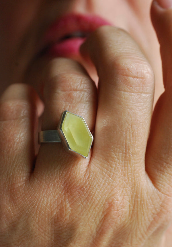 Sunny Summer Ring Rare Australian Prehnite