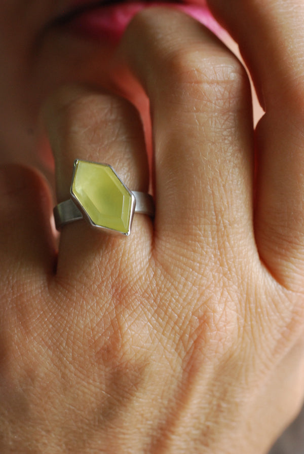 Sunny Summer Ring Rare Australian Prehnite