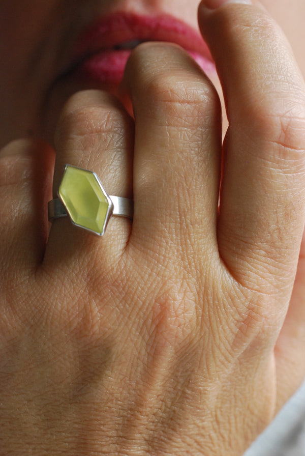 Sunny Summer Ring Rare Australian Prehnite