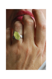 Sunny Summer Ring Rare Australian Prehnite