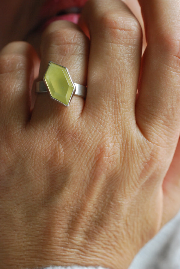 Sunny Summer Ring Rare Australian Prehnite