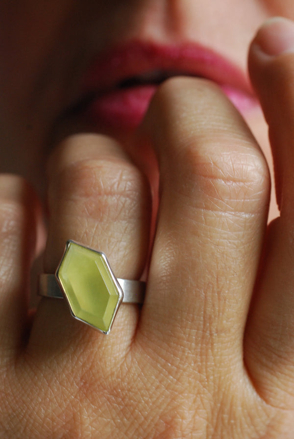 Sunny Summer Ring Rare Australian Prehnite