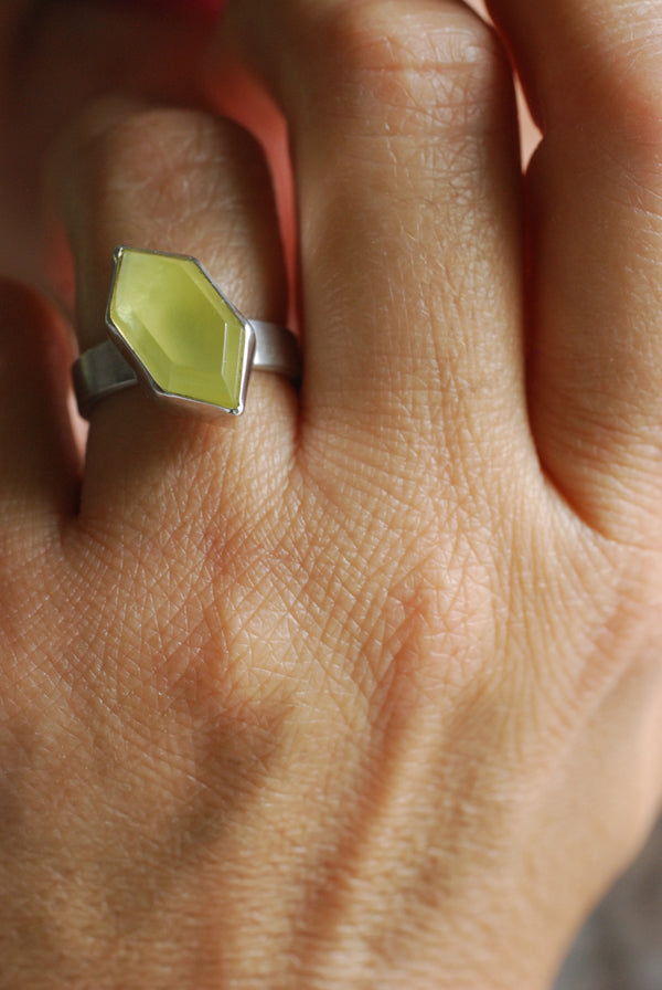Sunny Summer Ring Rare Australian Prehnite
