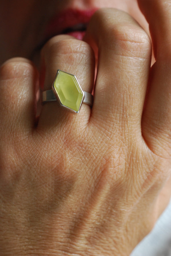 Sunny Summer Ring Rare Australian Prehnite