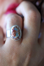 Holiday Lights Rainbow Fire Opal Ring Raw Opal